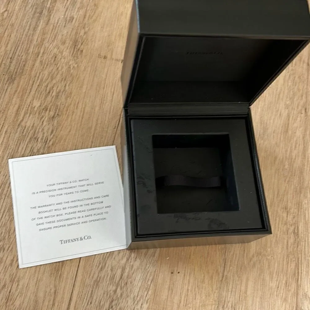 Tiffany & co black leatherette watch box And blue box with instructions